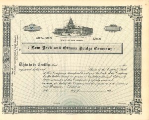 New York and Ottawa Bridge Co. - Stock Certificate